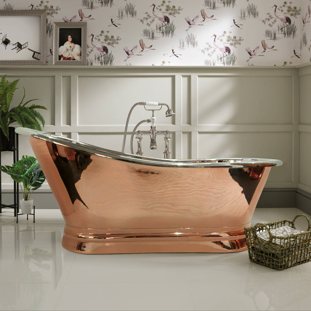 BC Designs Freestanding Copper Nickel Slipper Bath L1700 x W725mm BAC009 LS1