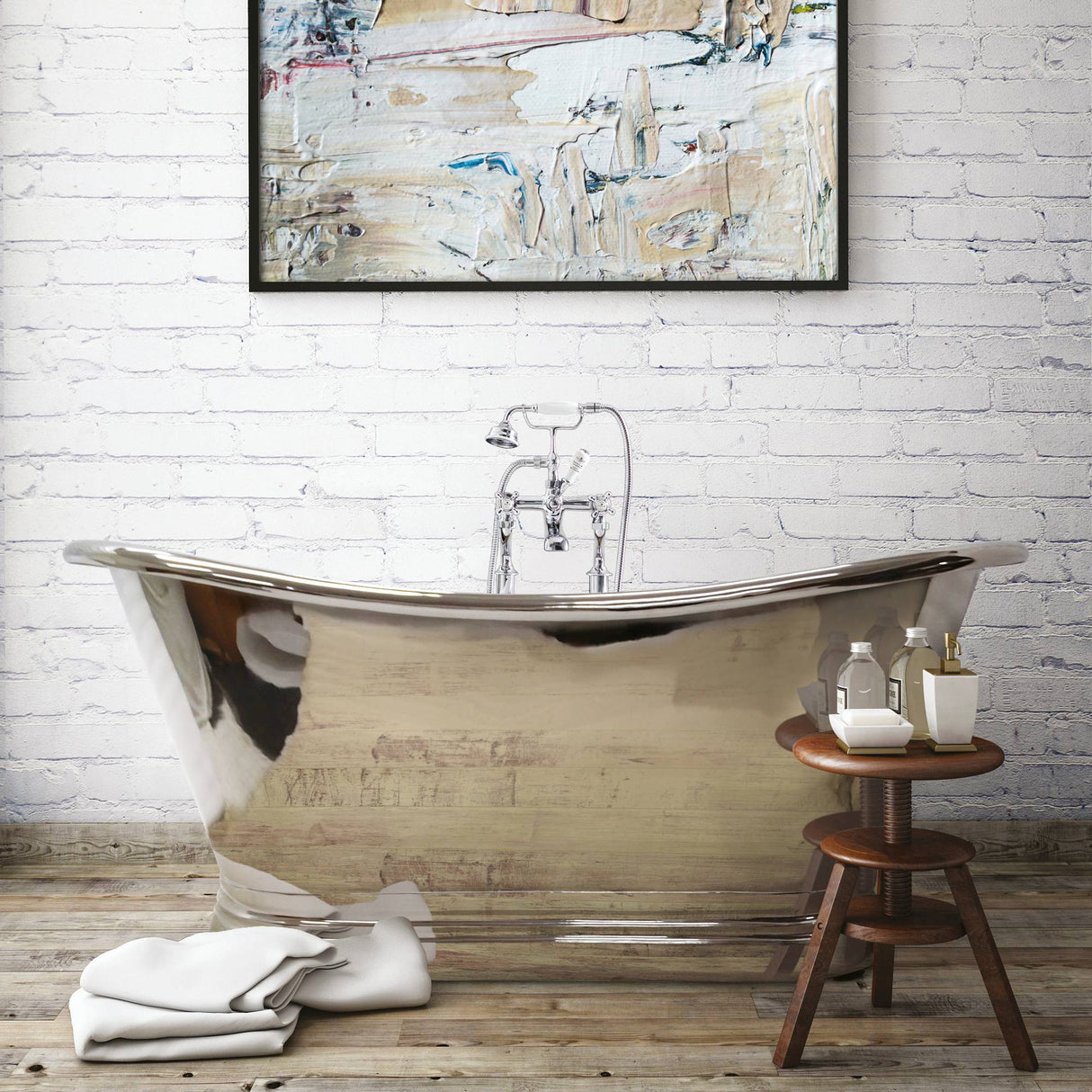 BC Designs Freestanding Nickel Boat Bath BAC025 LS1