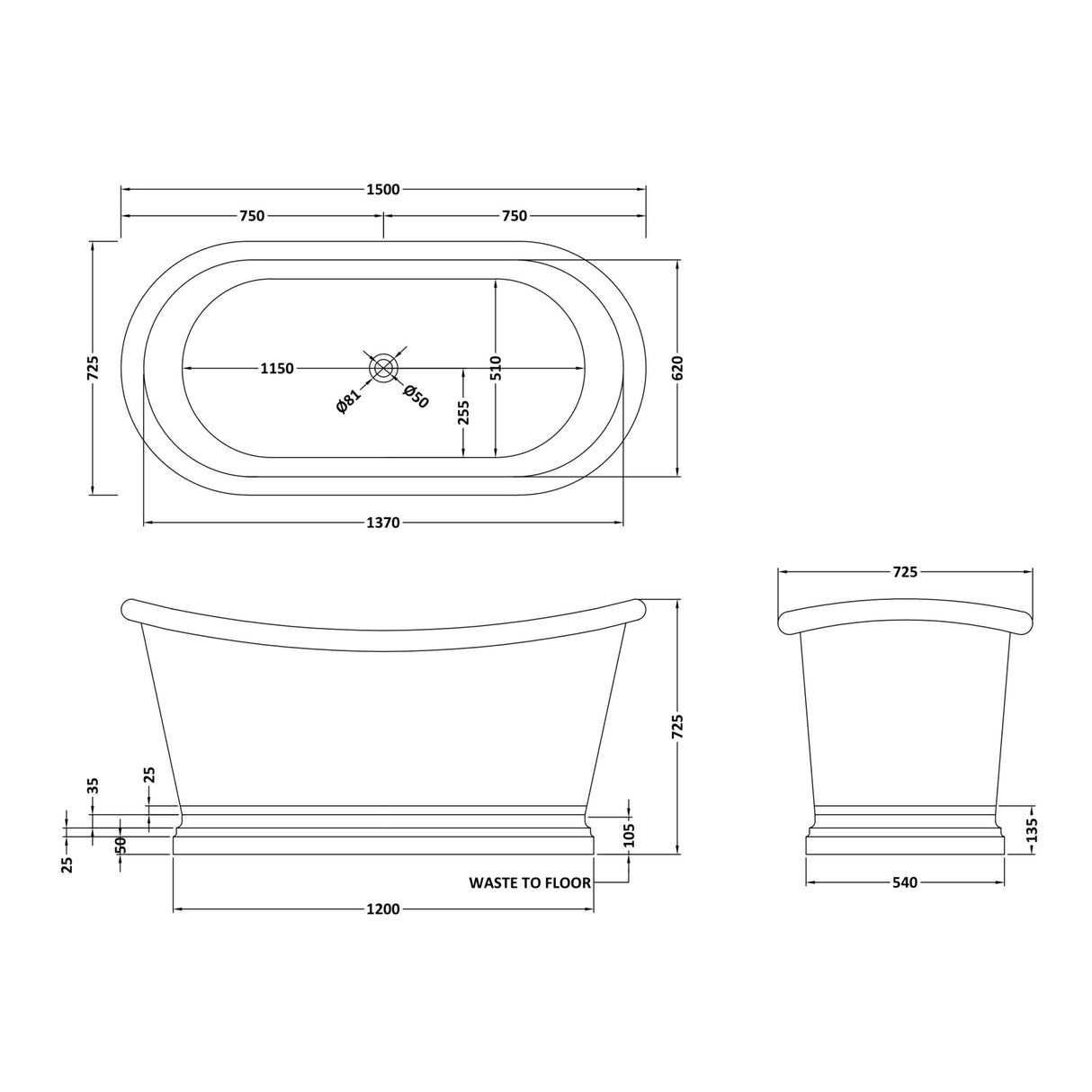 BC Designs Tin Boat Bath Tin BAC035 LD