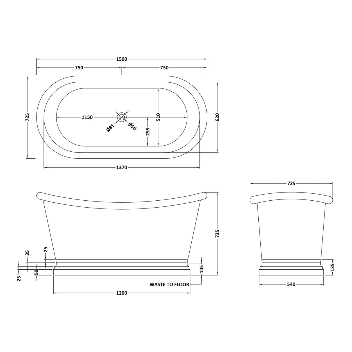BC Designs Copper Boat Bath Copper BAC045 LD