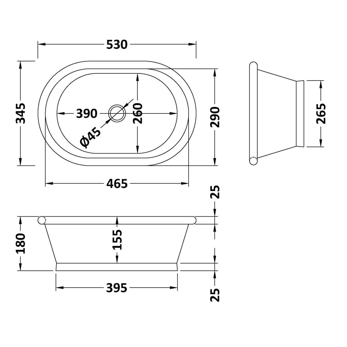 BC Designs Copper Nickel Roll Top Basin Copper/Nickel BAC055 LD