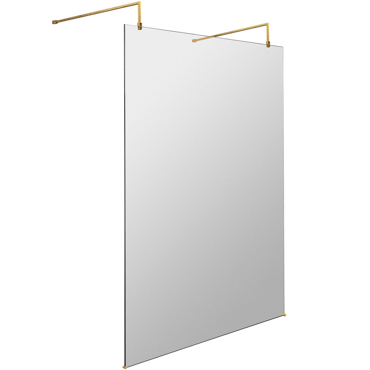 Hudson Reed 8mm Freestanding Wetroom Screen With Arms Brushed Brass BBPAF14