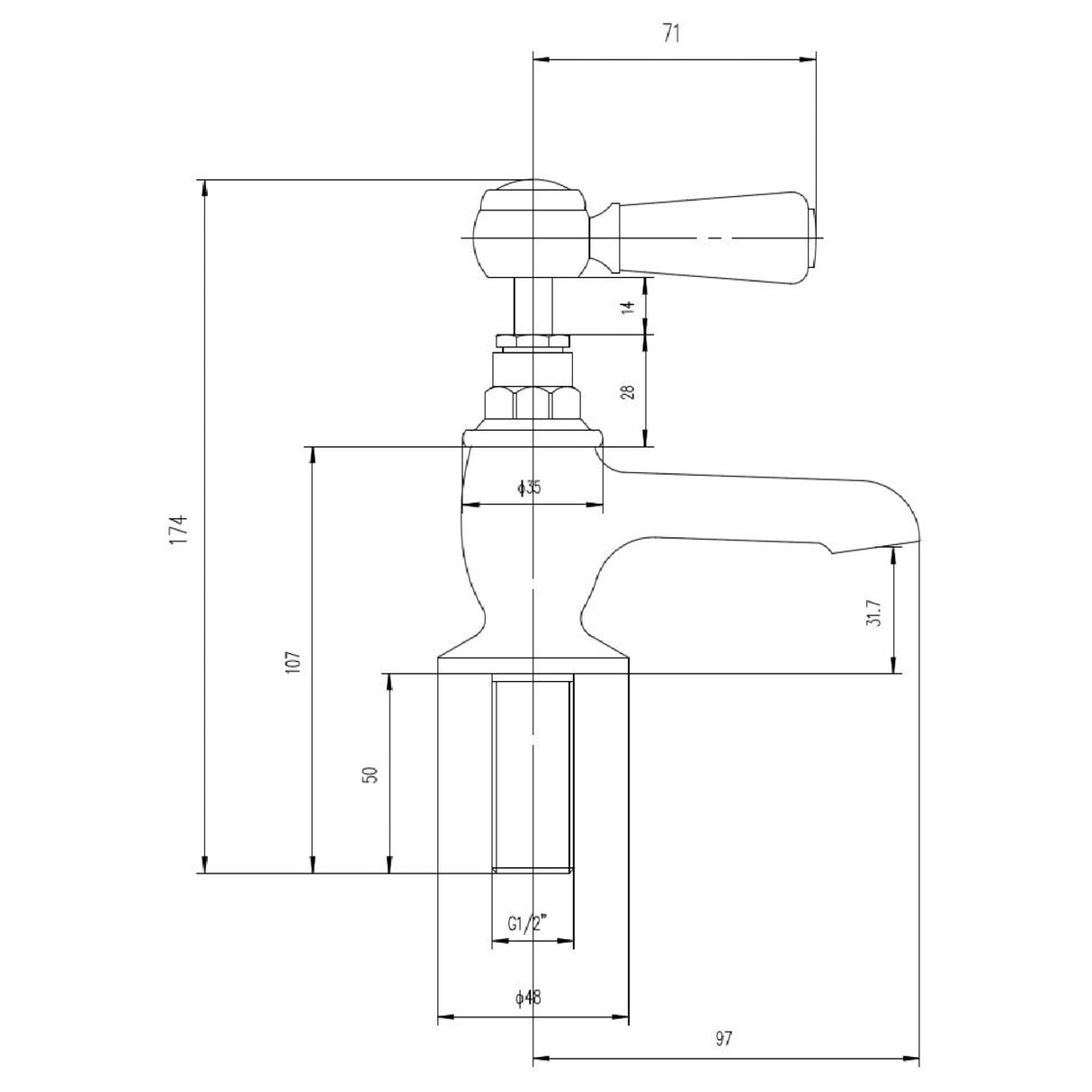 Hudson Reed Topaz Lever Basin Pillar Taps Chrome BC301HL LD