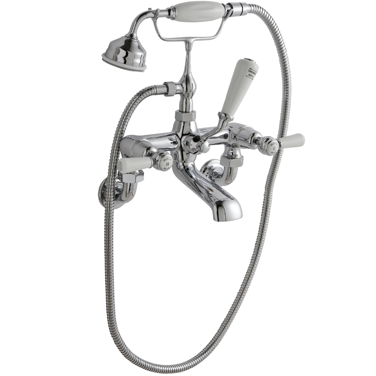 Hudson Reed Topaz Lever Wall Mounted Bath Shower Mixer Tap With Shower Kit BC304DLWM