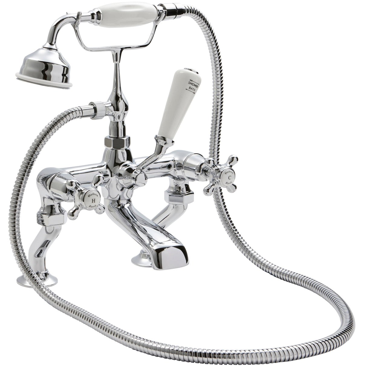 Hudson Reed Topaz Crosshead Bath Shower Mixer Tap With Shower Kit BC304DX