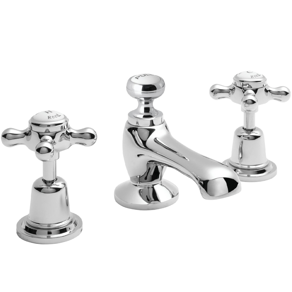 Hudson Reed Topaz Crosshead 3 Hole Basin Mixer Tap & Waste BC307DX