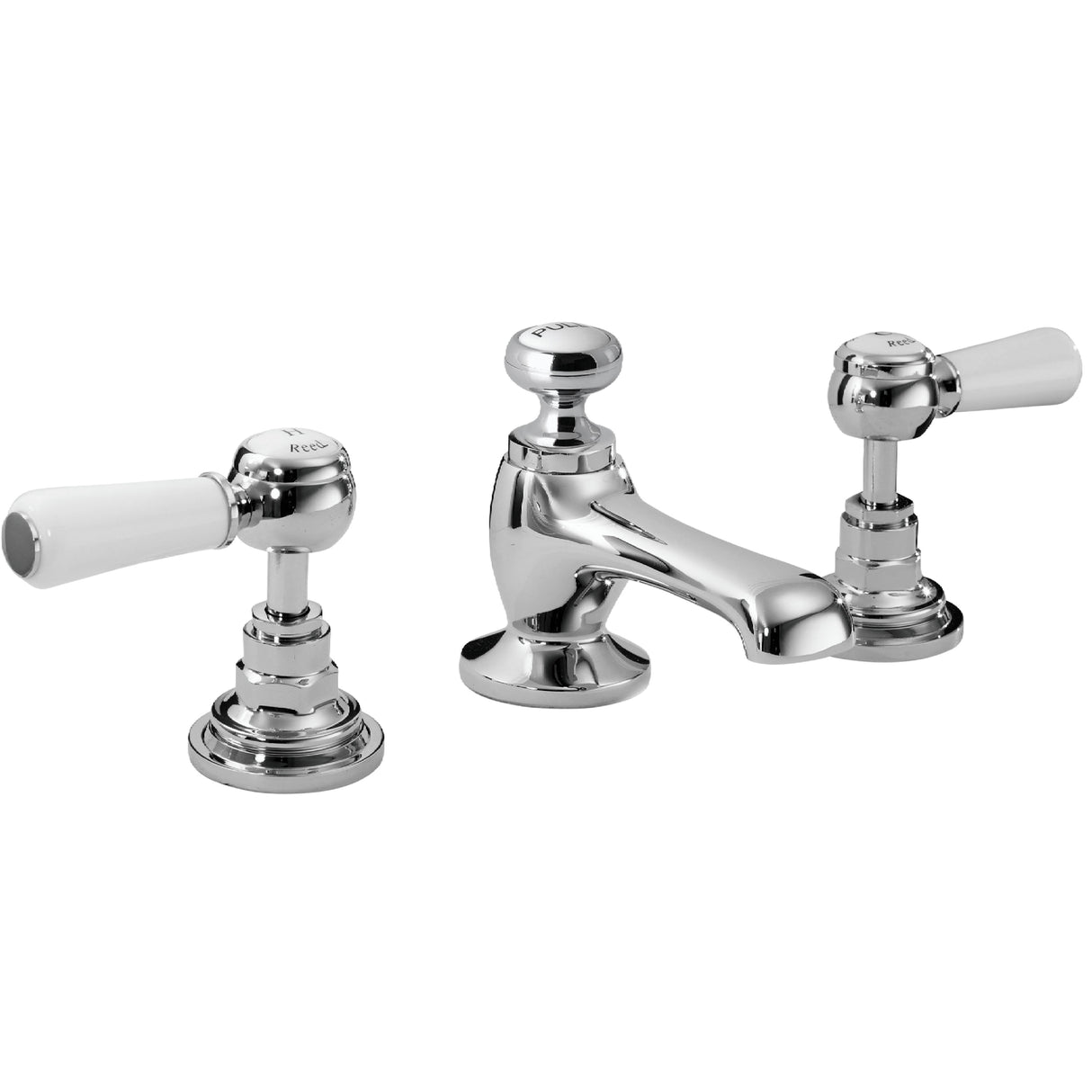 Hudson Reed Topaz Lever 3 Hole Basin Mixer Tap & Waste Chrome BC307HL