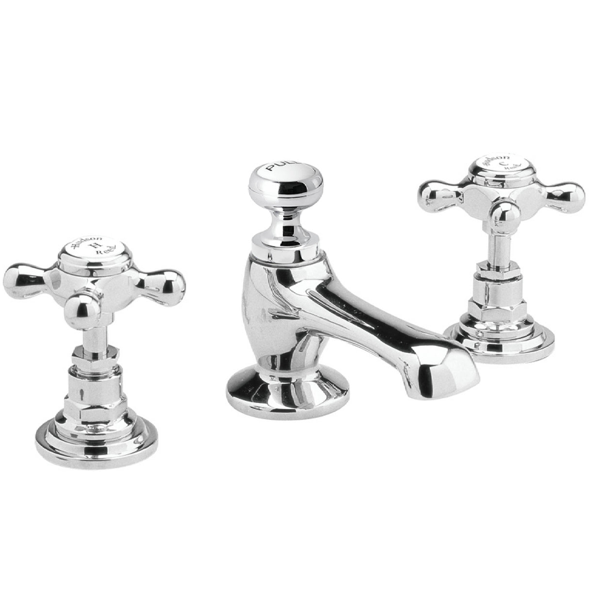 Hudson Reed Topaz Crosshead 3 Hole Basin Mixer Tap & Waste BC307HX