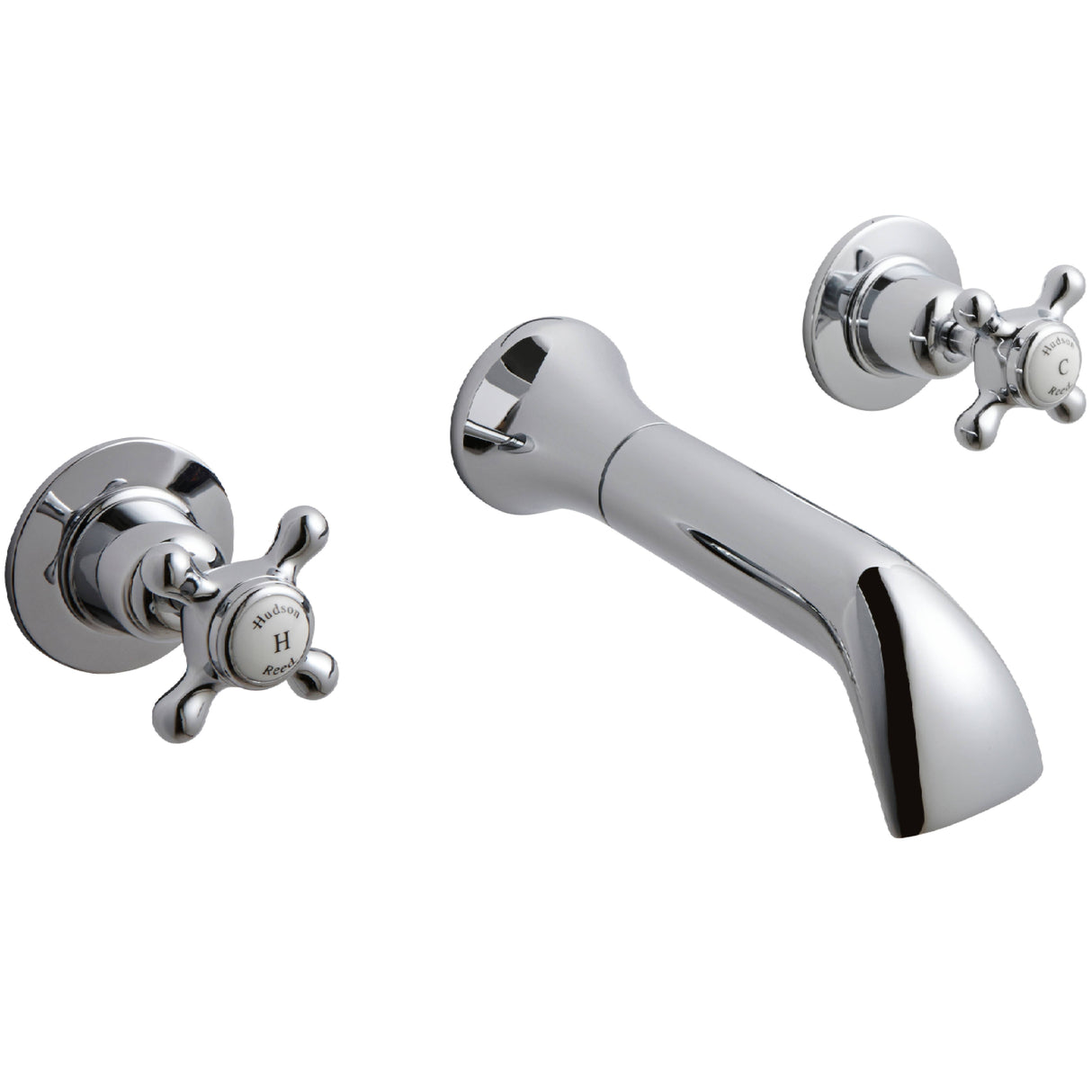 Hudson Reed Topaz Crosshead 3-Hole Wall Mounted Bath Filler Tap Chrome BC309DX