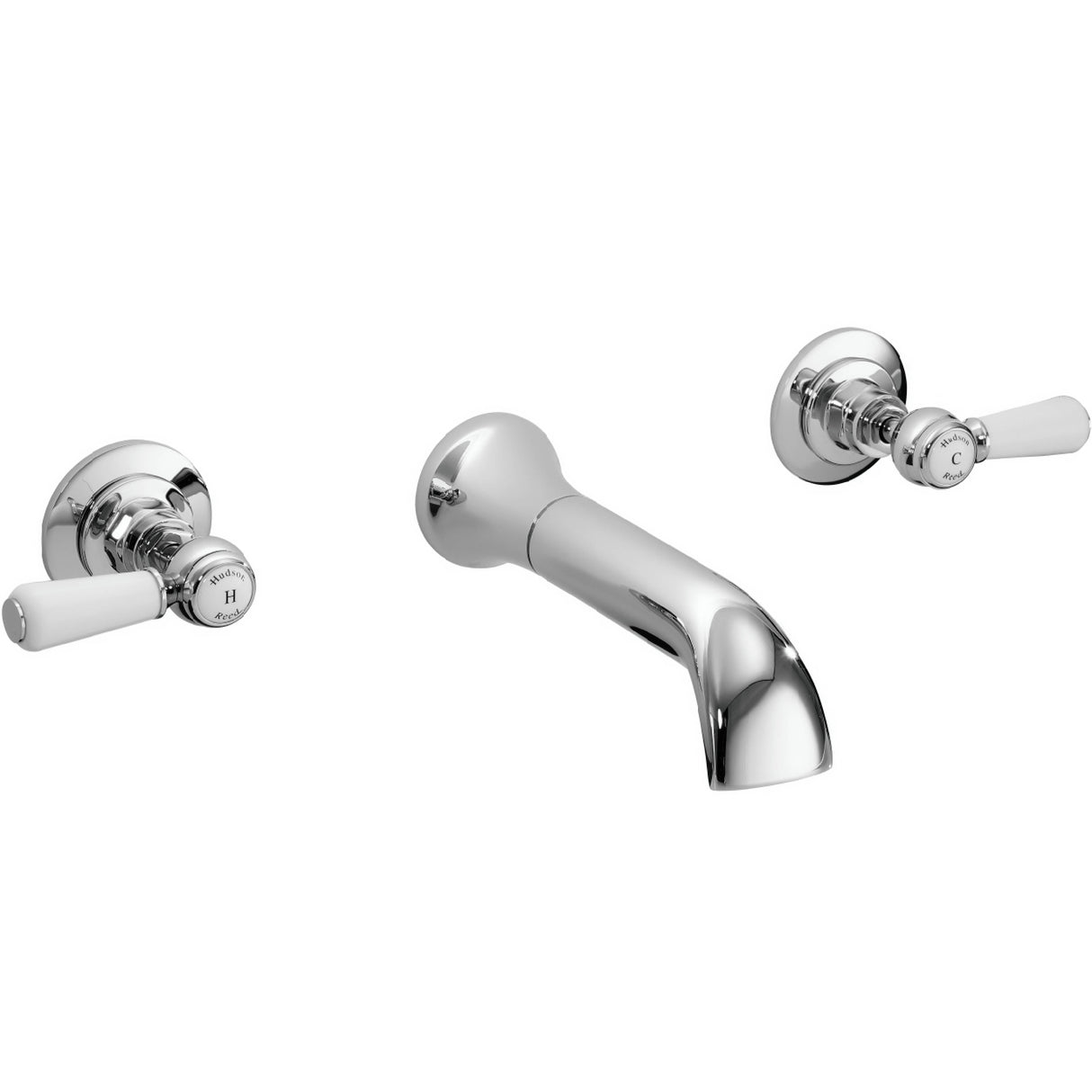Hudson Reed Topaz Lever 3-Hole Wall Mounted Bath Filler Tap Chrome BC309HL