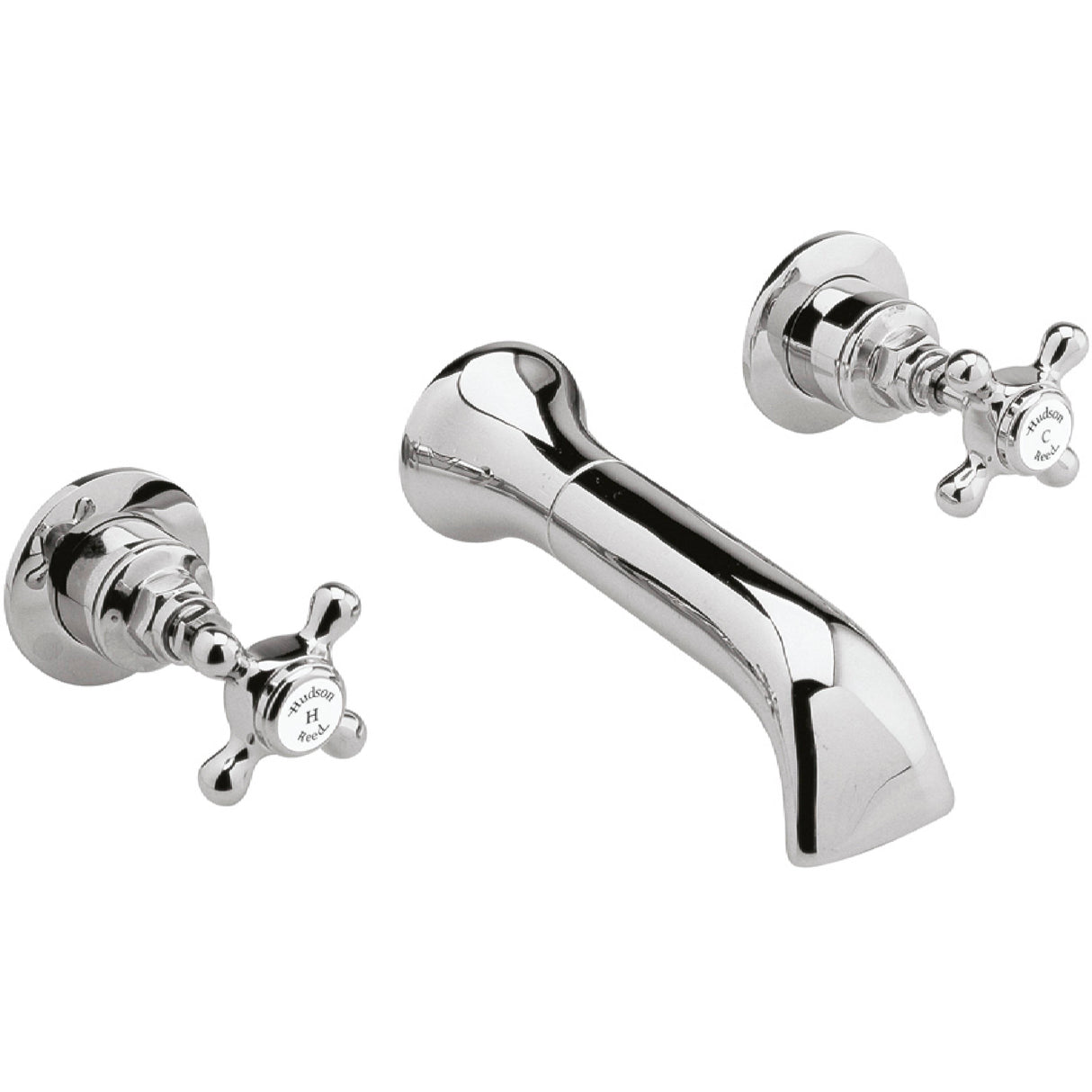 Hudson Reed Topaz Crosshead 3-Hole Wall Mounted Bath Filler Tap Chrome BC309HX