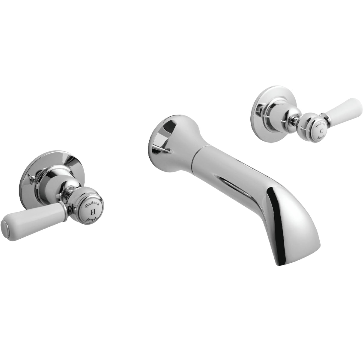 Hudson Reed Topaz Lever 3-Hole Wall Mounted Basin Mixer Tap Chrome BC317DL