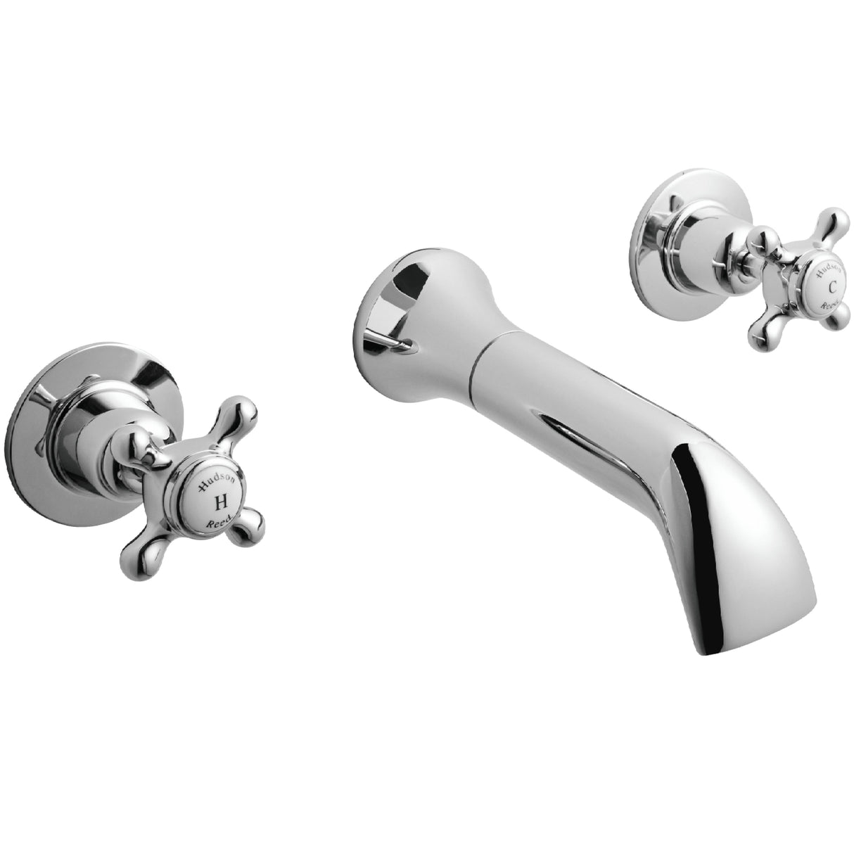 Hudson Reed Topaz Crosshead 3-Hole Wall Mounted Basin Mixer Tap Chrome BC317DX