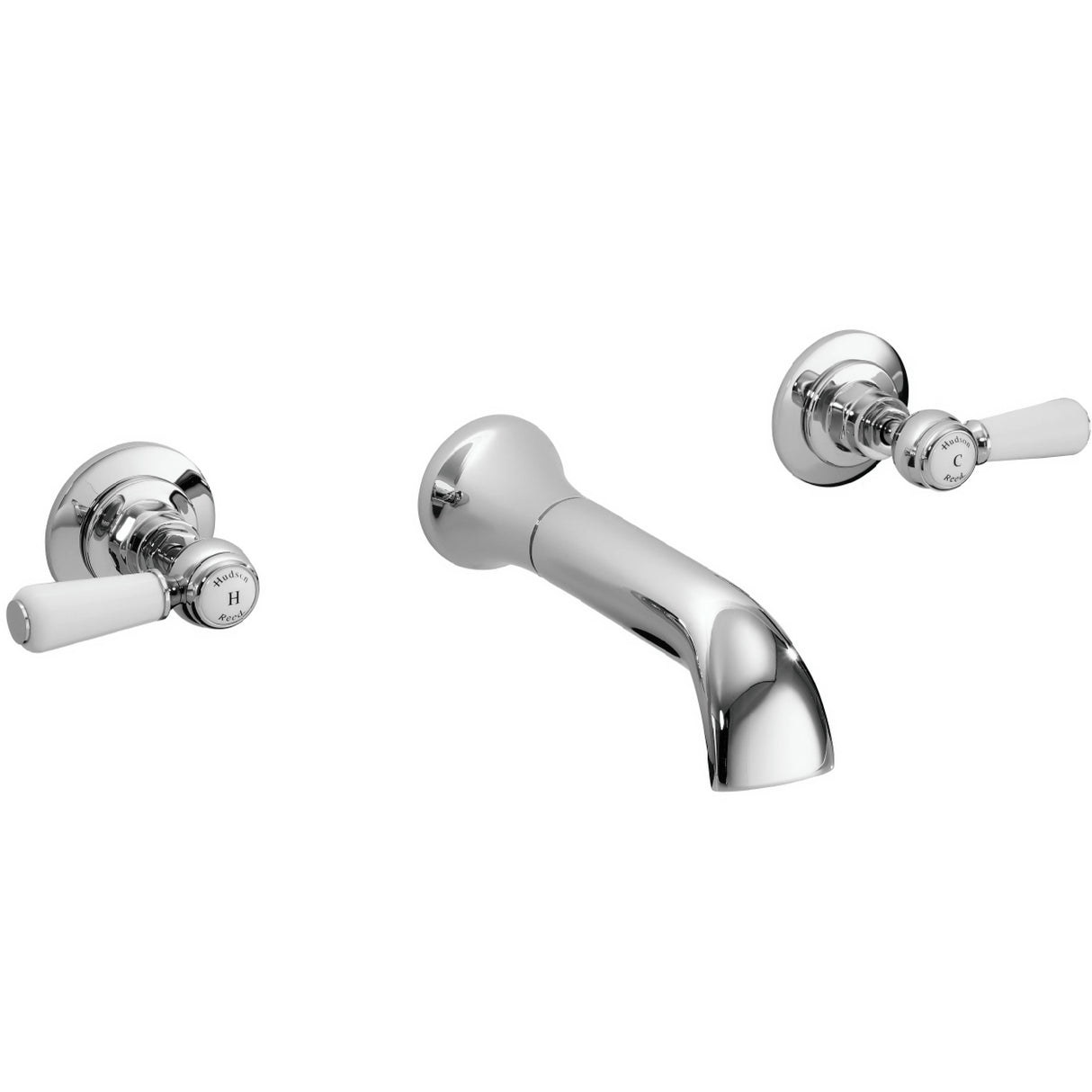 Hudson Reed Topaz Lever 3-Hole Wall Mounted Basin Mixer Tap Chrome BC317HL