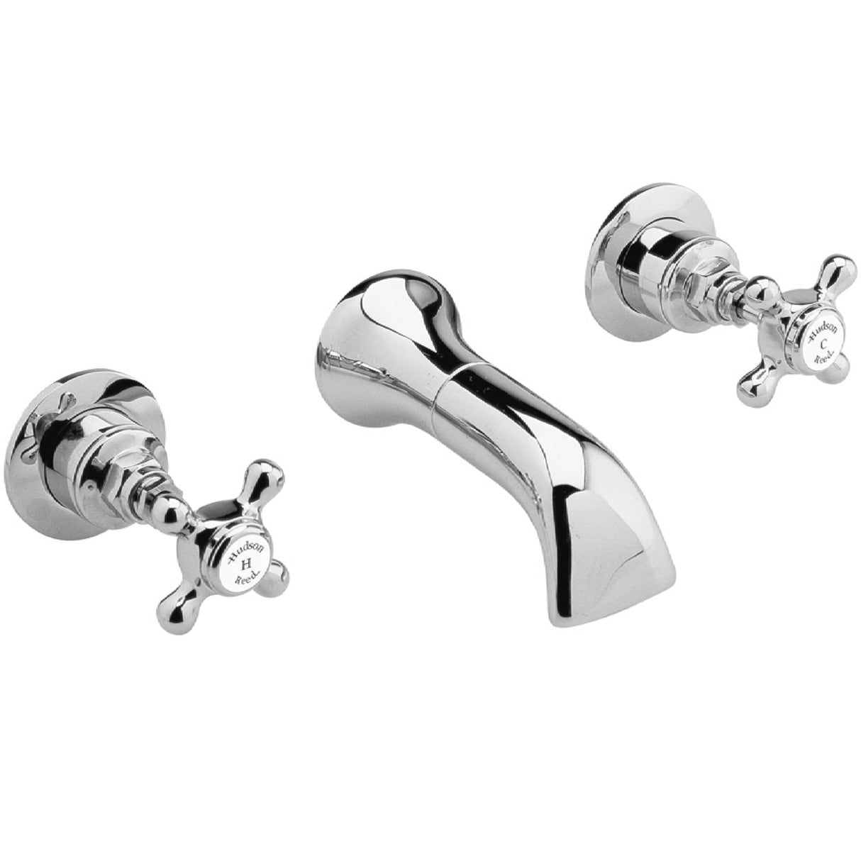 Hudson Reed Topaz Crosshead 3-Hole Wall Mounted Basin Mixer Tap Chrome BC317HX