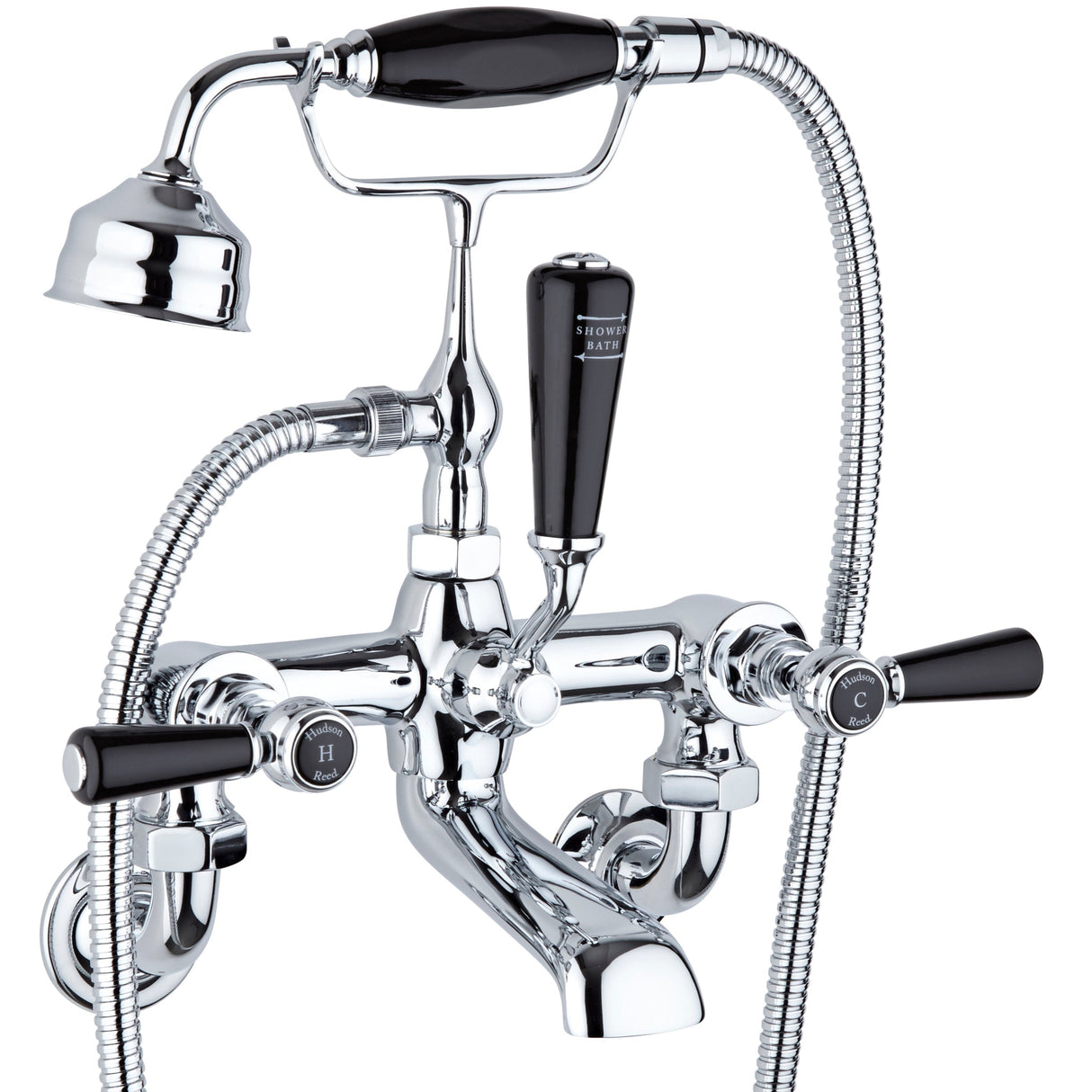 Hudson Reed Topaz Lever Wall Mounted Bath Shower Mixer Tap With Shower Kit BC404HLWM