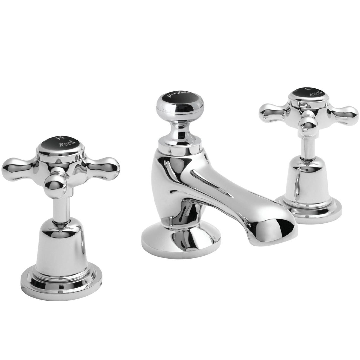 Hudson Reed Topaz Crosshead 3 Hole Basin Mixer Tap & Waste BC407DX