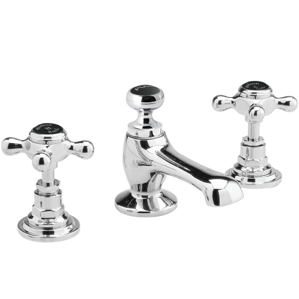 Hudson Reed Topaz Crosshead 3 Hole Basin Mixer Tap & Waste BC407HX