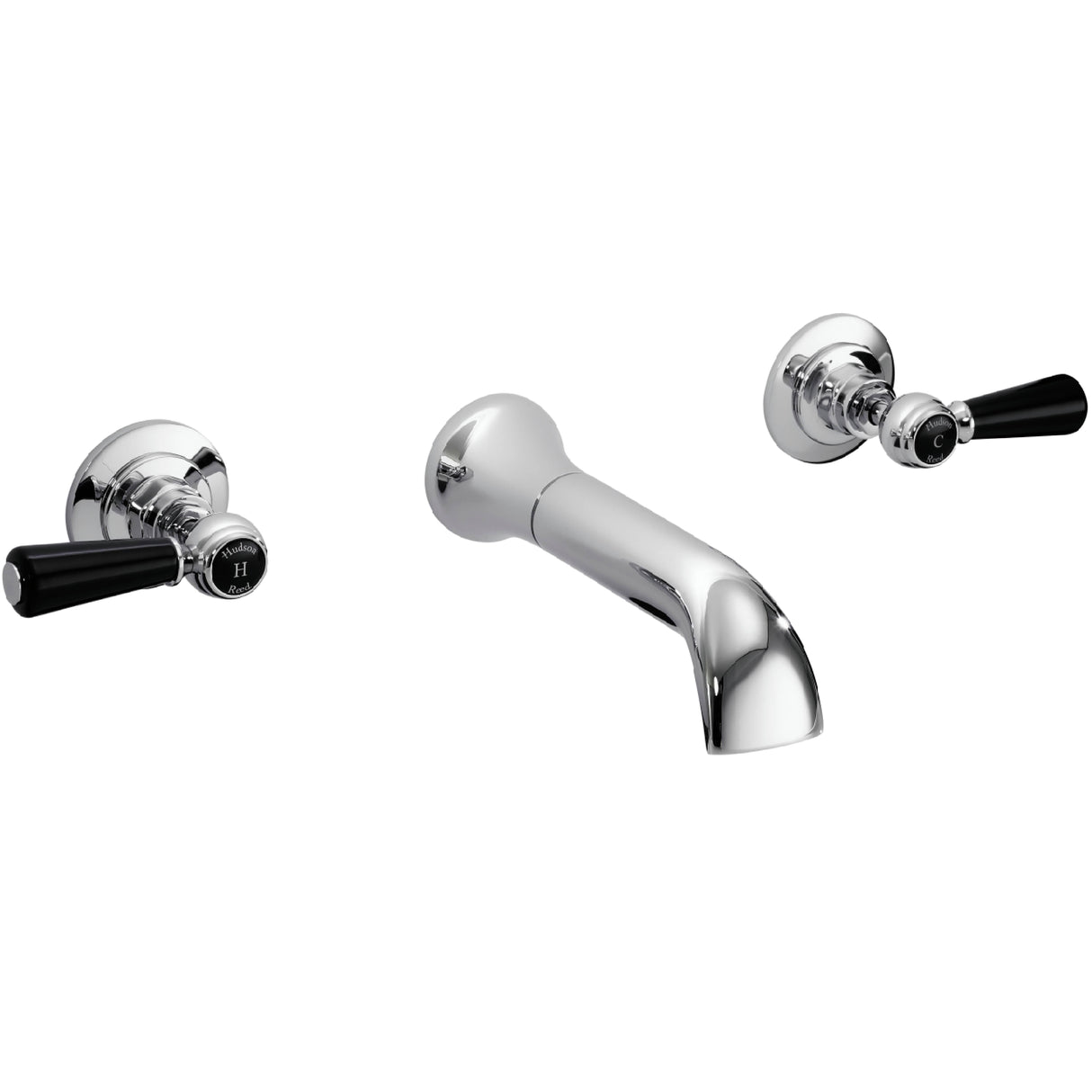 Hudson Reed Topaz Lever 3-Hole Wall Mounted Bath Filler Tap Chrome BC409DL
