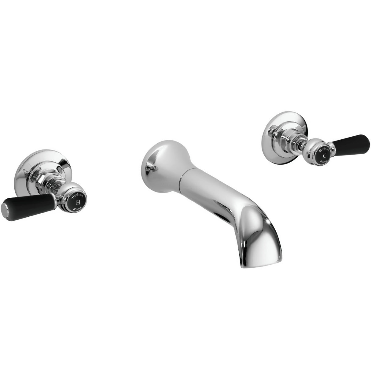 Hudson Reed Topaz Lever 3-Hole Wall Mounted Bath Filler Tap Chrome BC409HL