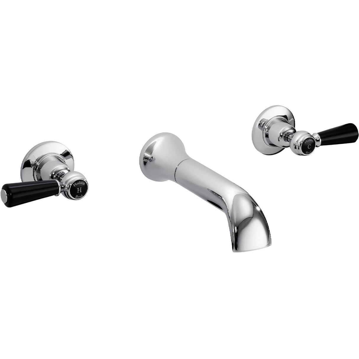Hudson Reed Topaz Lever 3-Hole Wall Mounted Basin Mixer Tap Chrome BC417DL