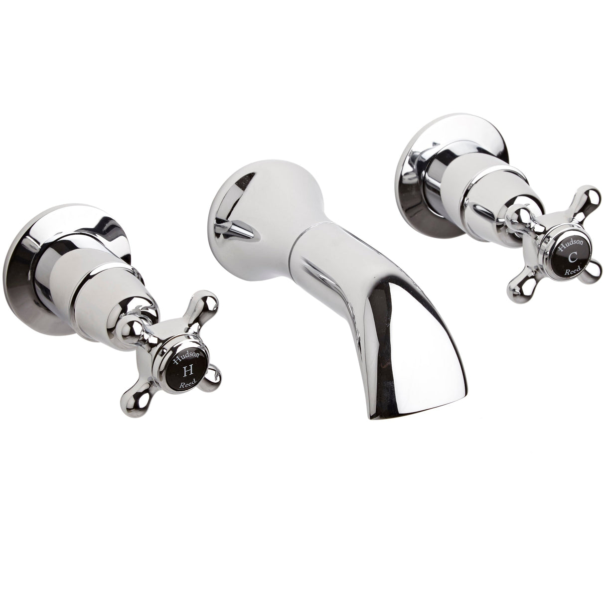 Hudson Reed Topaz Crosshead 3-Hole Wall Mounted Basin Mixer Tap Chrome BC417DX