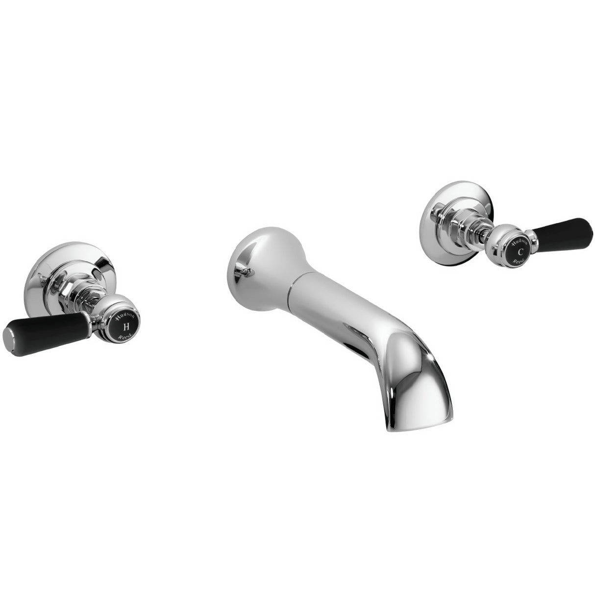 Hudson Reed Topaz Lever 3-Hole Wall Mounted Basin Mixer Tap Chrome BC417HL