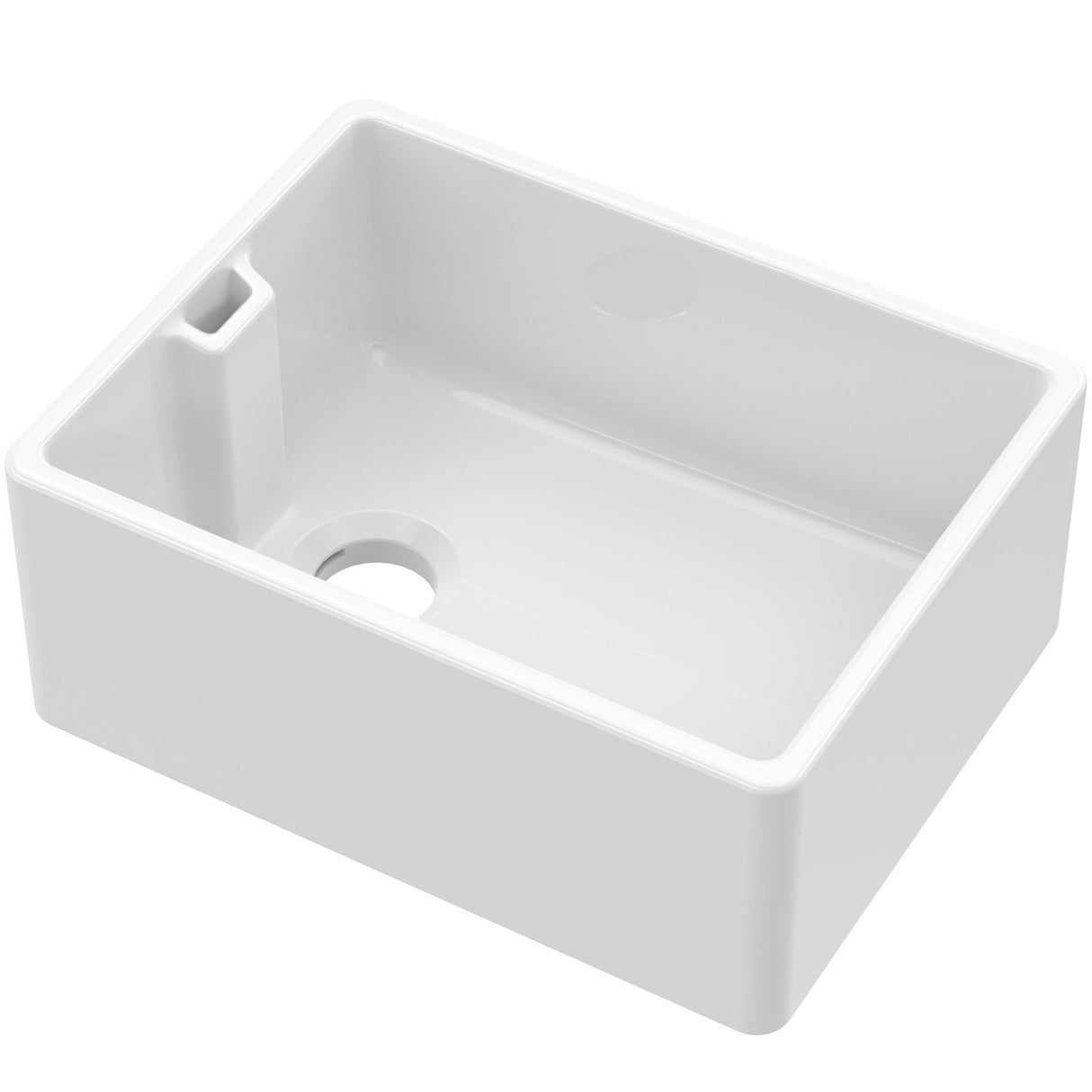 Nuie Belfast Ceramic 1.0 Bowl Kitchen Sink 595 x 455 x 254mm Without Waste - White BE10024