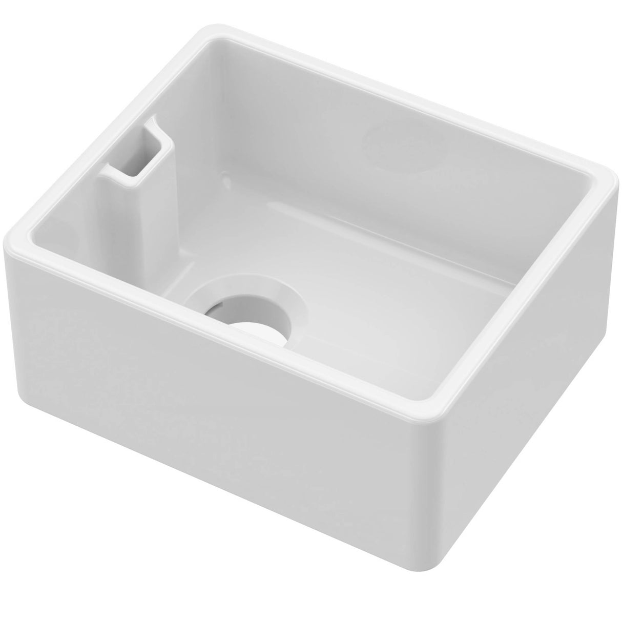 Nuie Belfast Ceramic 1.0 Bowl Kitchen Sink 460 x 380 x 205mm Without Waste - White BE11018