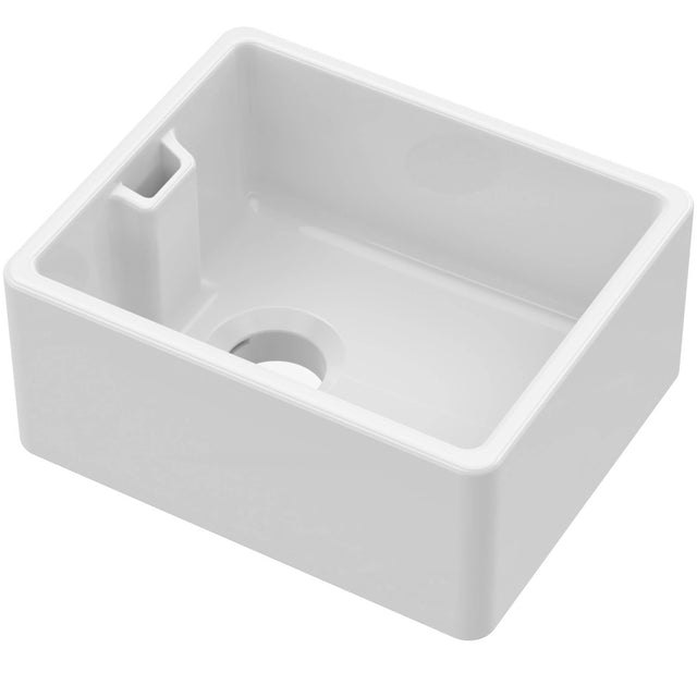 Nuie Belfast Ceramic 1.0 Bowl Kitchen Sink 460 x 380 x 205mm Without Waste - White BE11018