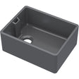Nuie Belfast Ceramic 1.0 Bowl Kitchen Sink 595 x 455 x 254mm Without Waste - Soft Black BE40024