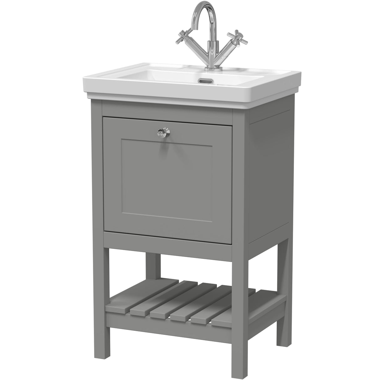 Old London Bexley 500mm Freestanding Vanity Unit & Basin, 1 Drawer Cool Grey BEX223A