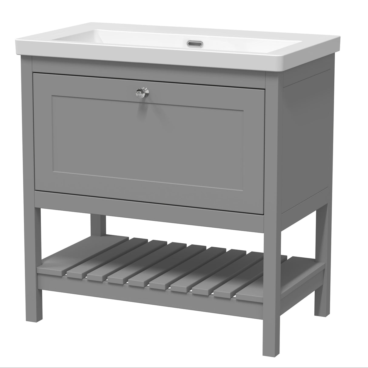 Old London Bexley 800mm Freestanding Vanity Unit & Basin, 1 Drawer Cool Grey BEX227K
