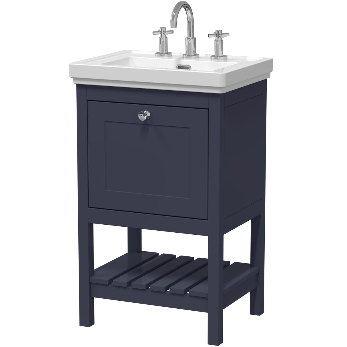 Old London Bexley 500mm Freestanding Vanity Unit & Basin, 1 Drawer Indigo Blue BEX323B