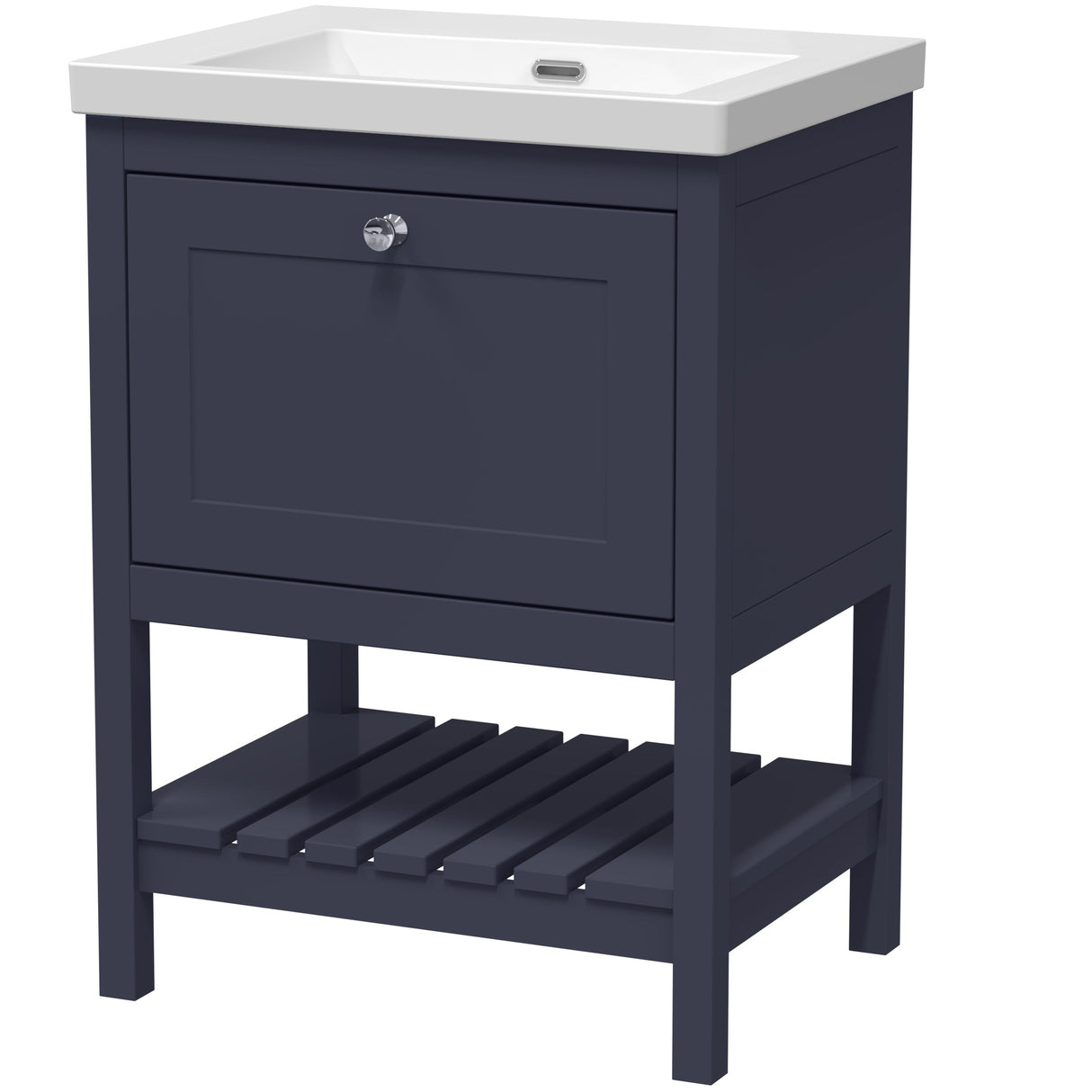 Old London Bexley 600mm Freestanding Vanity Unit & Basin, 1 Drawer Indigo Blue BEX325K