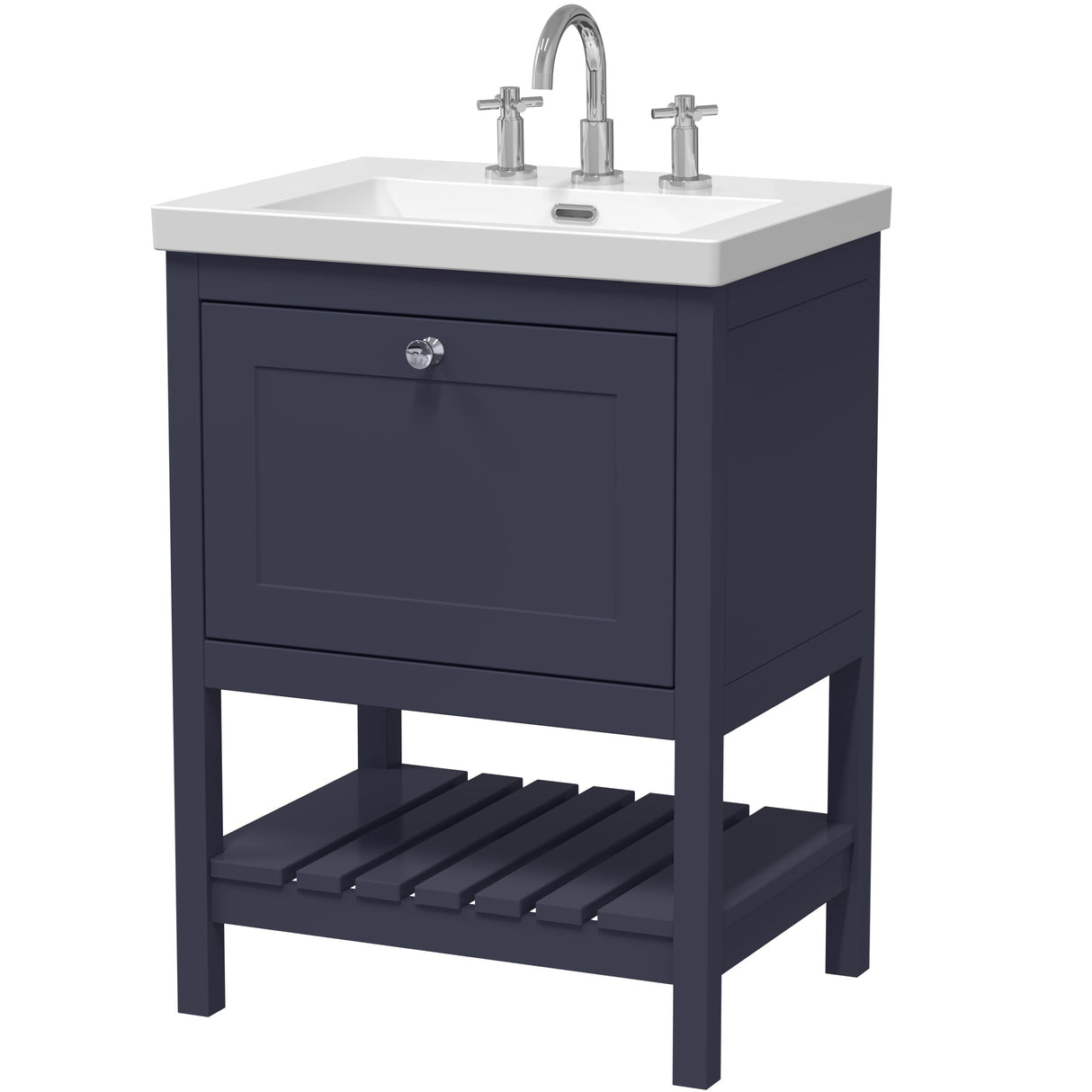 Old London Bexley 600mm Freestanding Vanity Unit & Basin, 1 Drawer Indigo Blue BEX325M