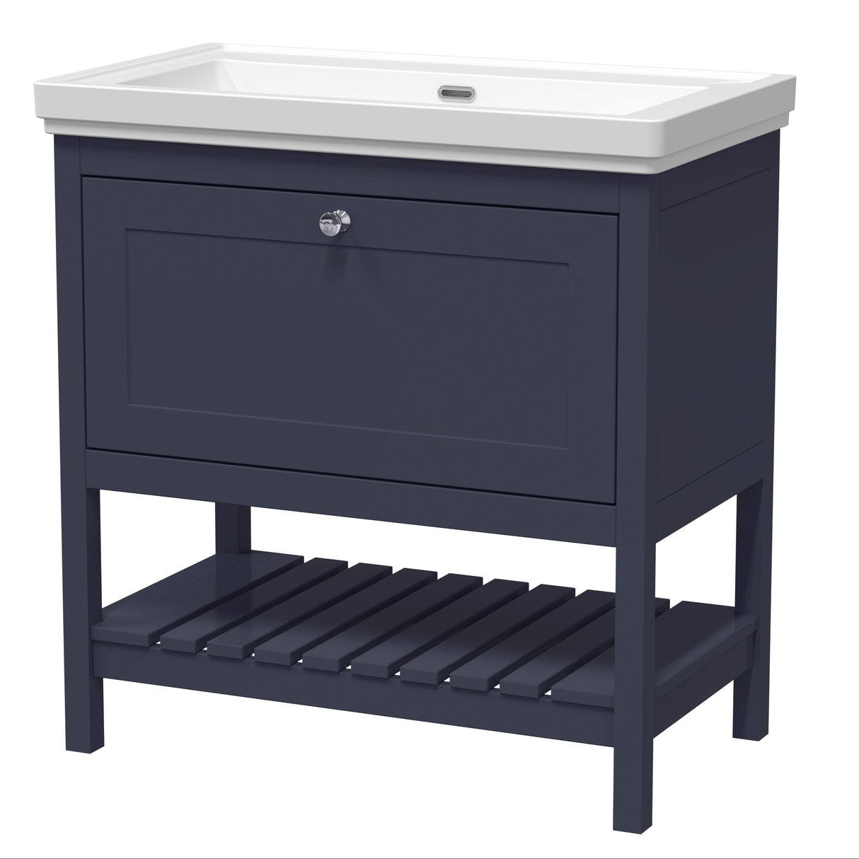 Old London Bexley 800mm Freestanding Vanity Unit & Basin, 1 Drawer Indigo Blue BEX327H