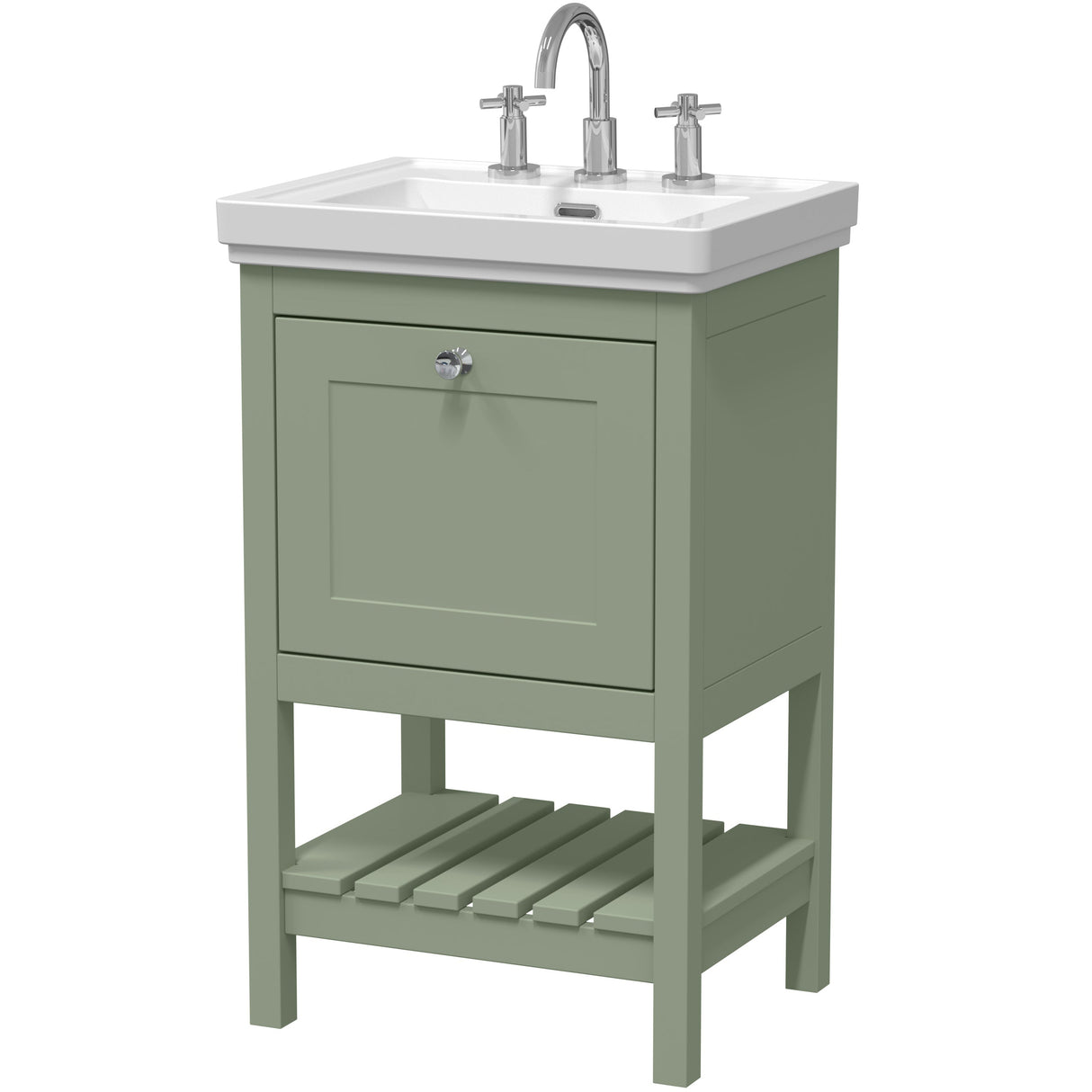 Old London Bexley 500mm Freestanding Vanity Unit & Basin, 1 Drawer Fern Green BEX823B