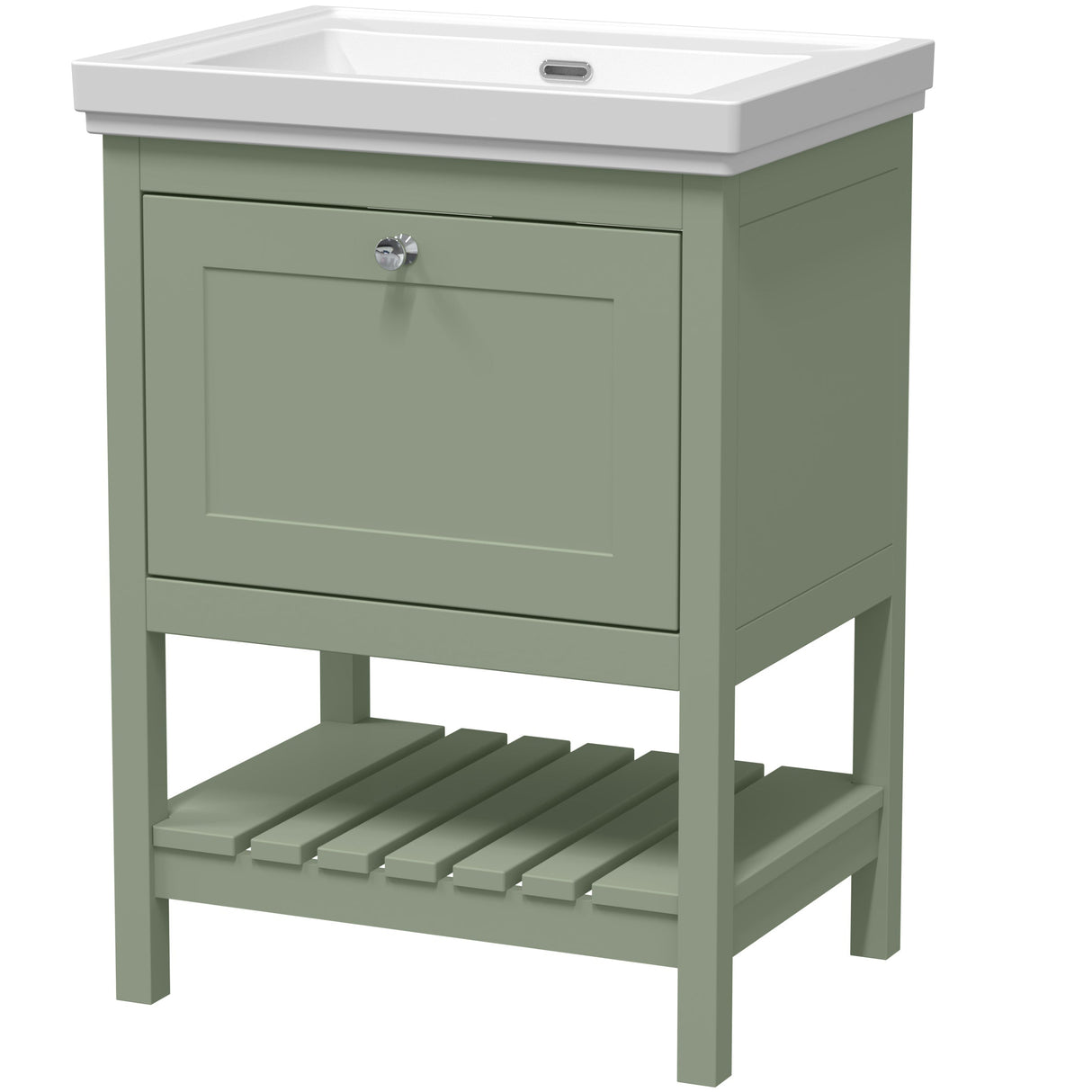 Old London Bexley 600mm Freestanding Vanity Unit & Basin, 1 Drawer Fern Green BEX825H