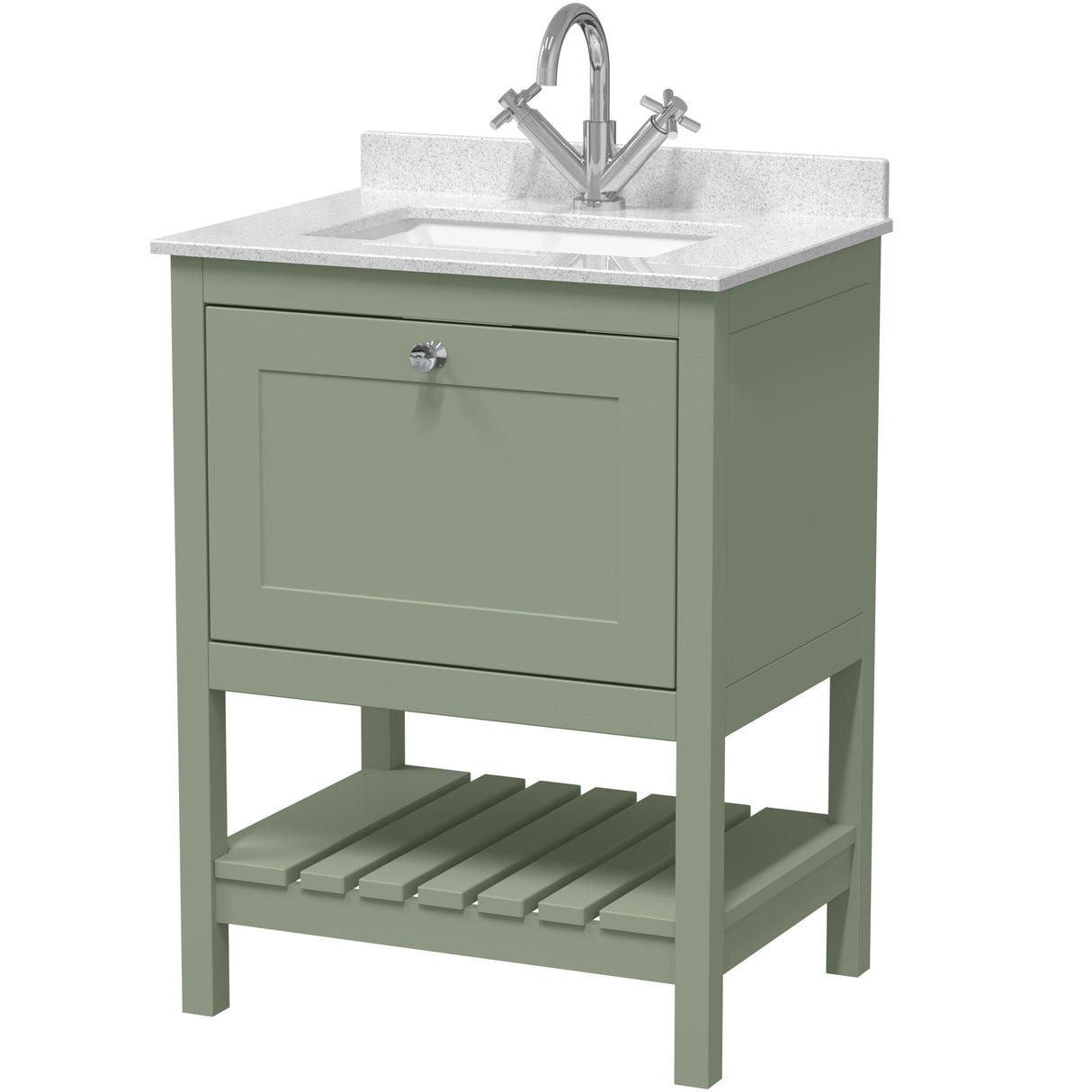 Old London Bexley 600mm Freestanding Vanity Unit & Basin, 1 Drawer Fern Green BEX825WS1