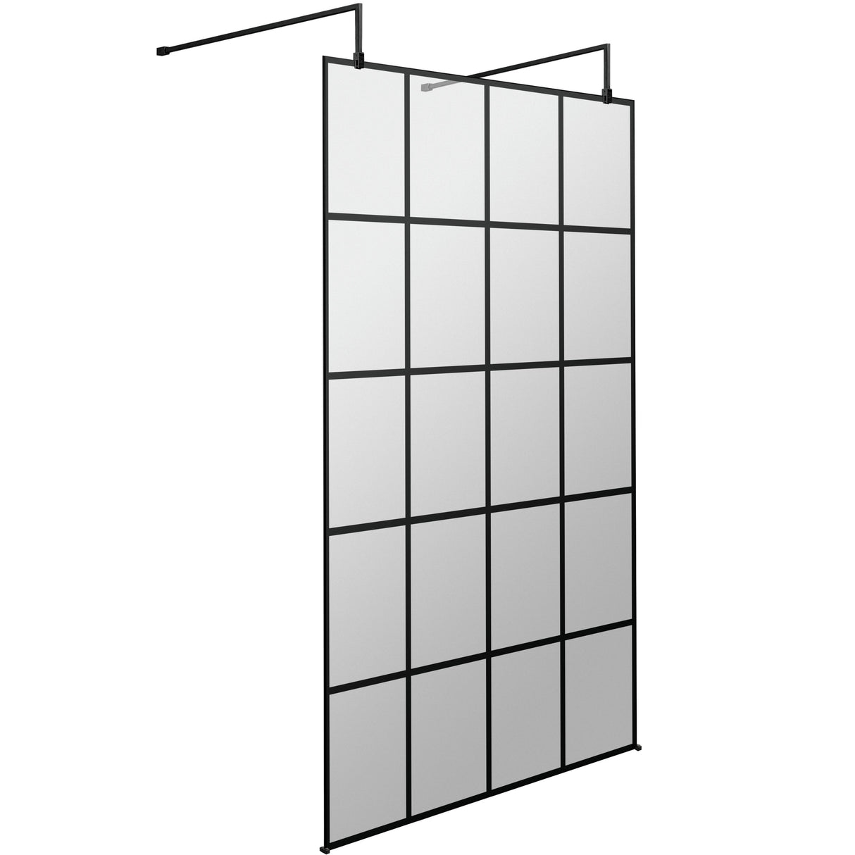 Hudson Reed 8mm Framed Wetroom Screen - Freestanding With Arms - Matt Black BFAF10