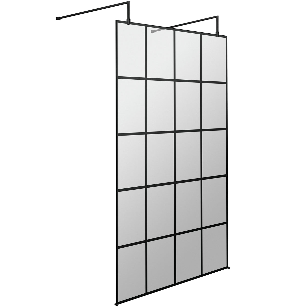 Hudson Reed 8mm Framed Wetroom Screen - Freestanding With Arms - Matt Black BFAF11