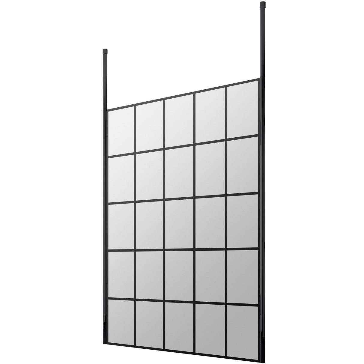 Hudson Reed 8mm Framed Wetroom Screen - Freestanding With Posts - Matt Black BFCP14