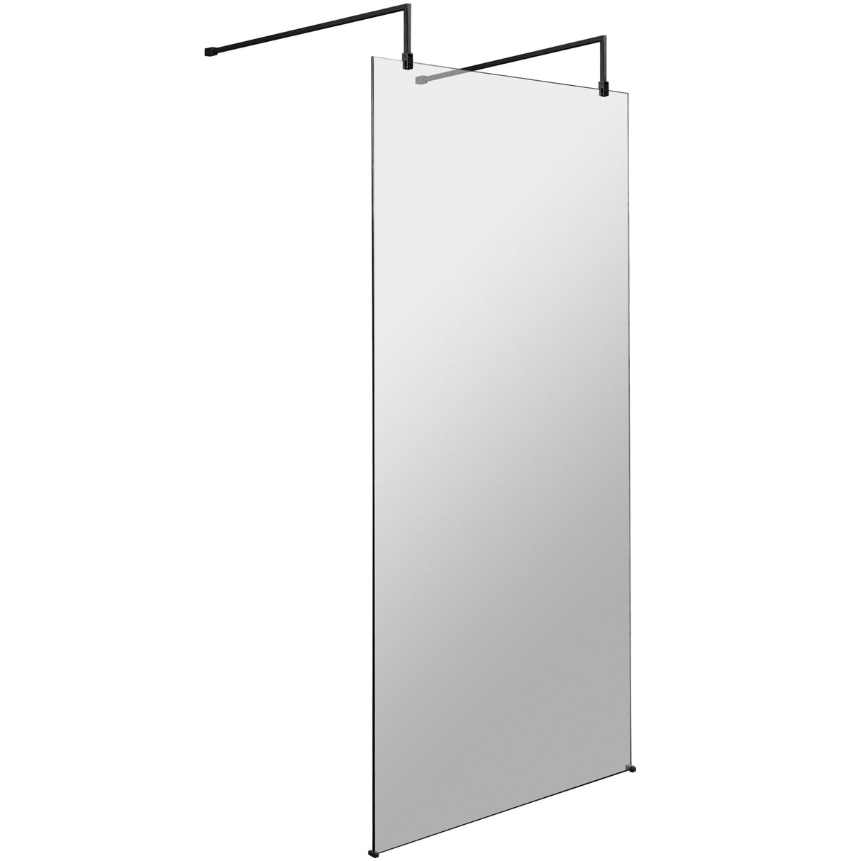 Hudson Reed 8mm Freestanding Wetroom Screen With Arms Matt Black BGPAF10