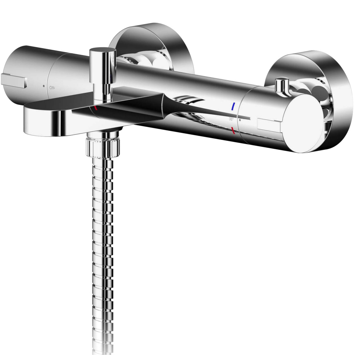 Nuie Binsey Wall Mounted Thermostatic Bath Shower Mixer Tap Chrome BIN005