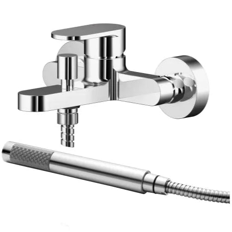 Nuie Binsey Wall Mounted Bath Shower Mixer Tap with Shower Kit Chrome BIN316