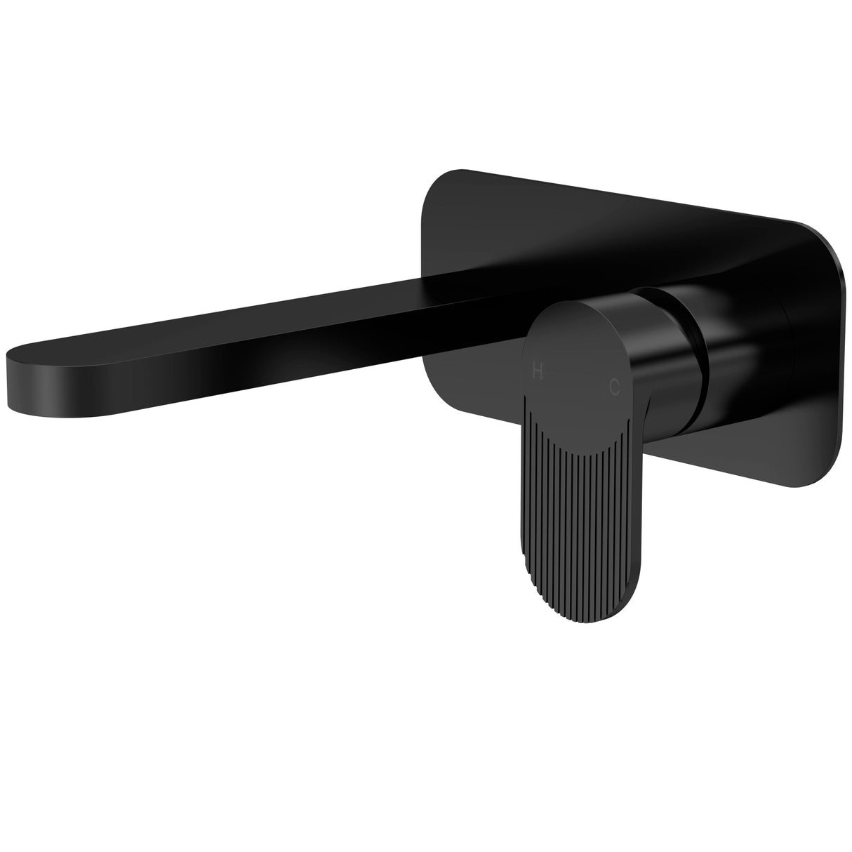 Nuie Cyprus 2-Hole Wall Mounted Basin Mixer Tap with Plate Matt Black BIN428F
