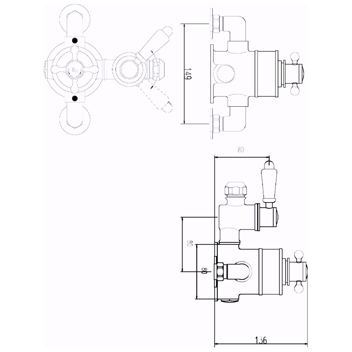 Hudson Reed Topaz 1 Outlet Thermostatic Exposed Shower Valve BTSVT101 LD