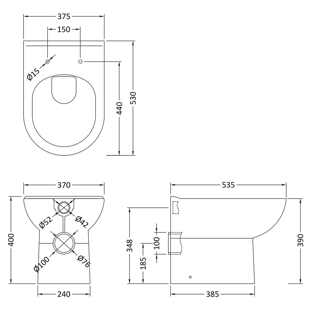 Nuie Lawton D-Shape Back To Wall Toilet BTW005 LD