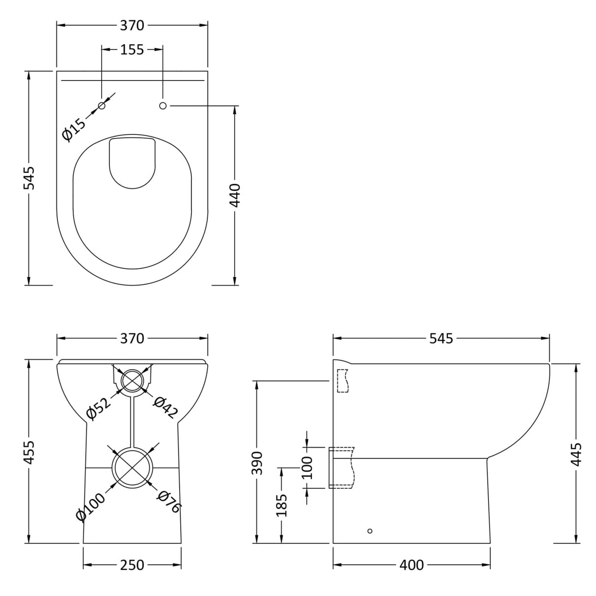Nuie Lawton Comfort Height Back To Wall Toilet BTW006 LD